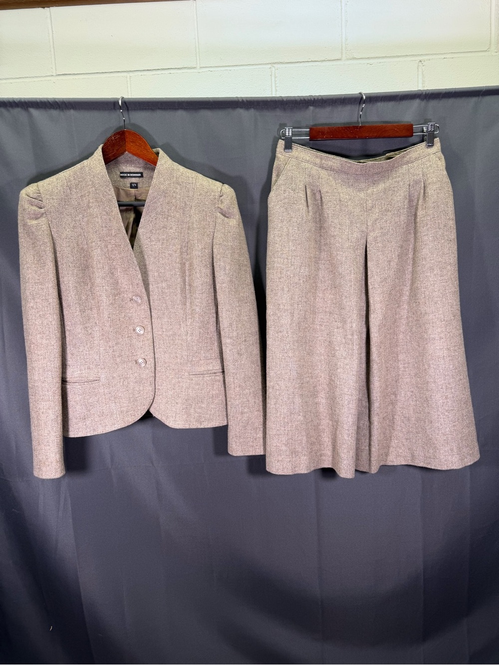 Vintage 80s Peabody House Wool Tweed Skirt Suit Dark Light Academia Librarian